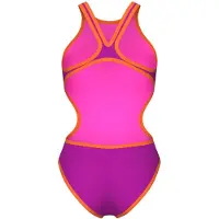Arena Dames Badpak One Biglogo One Piece Very Fuchsia Fluo Oranje