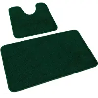 Famanu – Badmatten 2-delige set, wasbare microvezel voor badkamers met vernieuwde plastic onderkant en stippen, badtapijt en toilet mat in groen