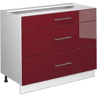 Vicco Keukenonderkast Fame-Line Bordeauxrode hoogglans/Wit 100 cm zonder werkblad, Model 61619