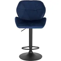 Dripio Barkruk Comfy Blauw - Met rugleuning - Stevig- Velvet - Set van 1 - Keuken - Barstoelen ergonomisch - Verstelbaar in hoogte - Zithoogte 60-82cm