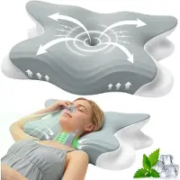 Famanu – 2-in-1 nekkussen van memory foam, traagschuim hoofdkussen met afneembare overtrek, 62 x 42 x 13/11 cm, geschikt voor rug-, zij- en buikslapers