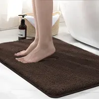 Famanu – Microvezel badmat, 2 cm superdik, super absorberend, 50 x 80 cm, koffiebruin