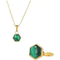 My Bendel - Zilverkleurige Set met Zwarte Onyx Edelsteen - Ring en Ketting - met Luxe Cadeauverpakking | Sieraden Voor Dames | Maat 18.00 Mm / Maat 57