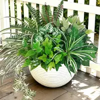 Famanu – Lot van 8 kunstplanten voor buiten, UV-bestendig, grote realistische groene kunststruiken voor tuin, terras en raam