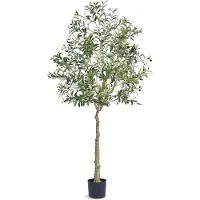 Famanu – Kunstboom olijfboom van 179 cm met pot, kunstplant van PE, groen, decoratie voor thuis, kantoor, hotel en winkelcentra, geschikt voor binnen en buiten