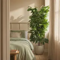 Famanu – Grote decoratieve kunstplant voor binnen en buiten, realistische kunstplant voor thuis, 150 cm hoog