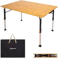 Kingcamp Bamboe kampeertafel Woboo XL Camping - Klaptafel Houten traploos verstelbaar