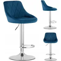 Mufart Luxe fluwelen barkruk Ares, draaibaar, in hoogte verstelbaar, navy blauw
