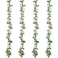 Mica Decorations Kunstplanten Hedera Slinger - 4x - 179 x 11 cm - groen/wit - kunststof - decoratie - bladgroen