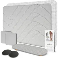 Famanu – Badmat van diatomiet, 60 x 39 cm, sneldrogend, met anti-slip net en schuurpapier, hygiënisch en schimmelbestendig
