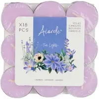 Atmosphera Acorde theelichtjes - lavendel geur - 18x - paars - waxinelichtjes/geurkaarsen - 3 branduren