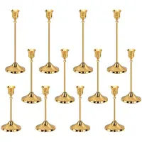 Famanu – Kaarsenstandaard goud, set van 12 stuks voor staafkaarsen, vintage kaarsenhouder voor bruiloften, housewarming en kerst