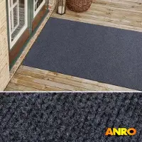 ANRO Schoonloopmat BOB Grijs 220x120cm – Tapijtloper Vuilvangmat Antislip Op Maat Entree Kantoor