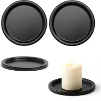 Famanu – Set van 4 ronde kaarsenhouders van metaal, zwart, voor stompkaarsen, 10 cm diameter, decoratie voor thuis en bruiloften