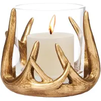 Unyqoos Gouden kaarsenhouder met hertengewei voor sfeervolle kerstdecoratie