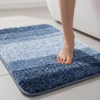 Hemo Badmat 90x60 cm – Antislip Badkamermat – Zachte Microvezel – Sneldrogende Douchemat – Hoogpolig & Absorberend – Wasbaar – Blauw