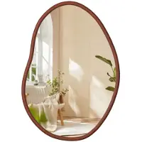 In And OutdoorMatch Asymmetrische Wandspiegel - Groot Formaat - Houten Frame - Modern Design - 74.3x110cm