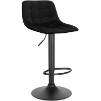 Dripio Barkrukken Pluto Velvet - Met rugleuning - Zwart - Set van 2 - Keuken - Barstoelen ergonomisch - Verstelbaar in hoogte - Zithoogte 60-82cm