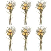 Famanu – Mini-droogboeket, set van 6 stuks met rozen en natuurlijke wilde bloemen voor knutselen en decoratie