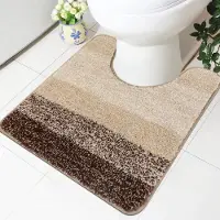 Famanu – Antislip WC toilet tapijt in U-vorm, super absorberende badmat in beige, wasbare vloermat voor de badkamer