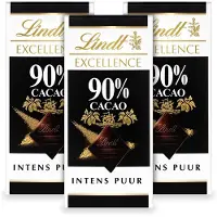 Lindt EXCELLENCE Chocolade Reep Puur - 90% Pure Chocolade 100g - 3-pack