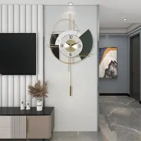 Famanu – Grote moderne wandklok zonder tikkend geluid, rond, stil, van metaal, 64 x 44 cm, perfect voor woonkamer en keuken