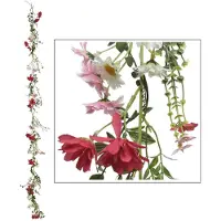 Everlands bloemenslinger - roze - 180 cm - polyester - kunstplant/kunstbloemen - chrysanten