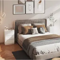 OKWISH Halfhoge Kast – Nachtkastjes 2-Delige Set – 40 x 30 x 59,5 cm – 6 Lades – Opbergruimte Voor Slaapkamer – MDF Wit