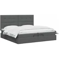 vidaXL Ottomanbed met matras en LED-verlichting, donkergrijs, 200 x 200 cm, stof