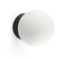 Faro Wandlamp Ping, zwart, Badkamer, Glas, Modern, Wandlamp