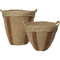 Ferm Living Opbergmand Mar Woven Baskets Natural / Red Brown (Set van 2)