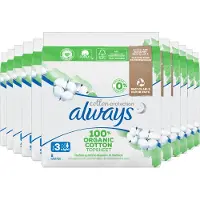 Always 12x Maandverband Bio Cotton Protection Ultra Night met Vleugels 8 stuks
