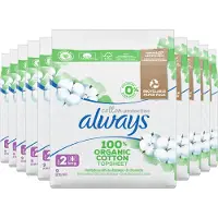 Always Cotton Protection Long Maandverband Met Vleugels 90 stuks, Toplaag van 100% Biologisch Katoen