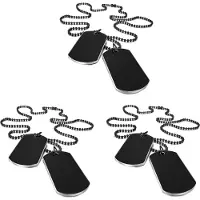 Jojomino 6 PCS Alloy Pendant Necklace Pendant Black Army Style Name Double Dog Tag Plate Biker Chain Necklace 27 Inch