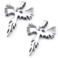 Jojomino 2X Jewelry Stainless Steel PhoeniX Pendant with 50cm Chain, Necklace for Men Women, Silver Color