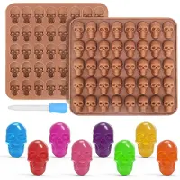 MaxPower 2 stuks Gummy Bear Skull Snoep Mallen Siliconen Chocolade Rubber Mallen met 1 Druppelaar Non-stick Food Grade