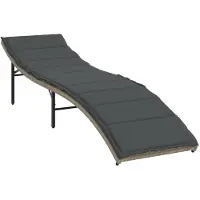 vidaXL Ligbedden 2 st met kussens poly rattan lichtgrijs