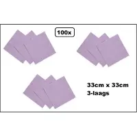Wefiesta 100 stuks Servetten lila 33cm x 33cm - 3 laags - Cocktail servet diner eten knoeien restaurant BBQ thema feest verjaardag feest