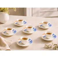 Bonna Espresso kopjes & schotel kymen porselein set van 6