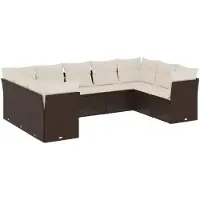 vidaXL 9-delige Loungeset met kussens poly rattan bruin
