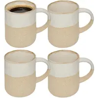 Secret De Gourmet koffie kopjes - Ancient Cairo - 4x stuks - wit/beige - 340 ml - mokken - keramiek - met stijlvol decoratie motief