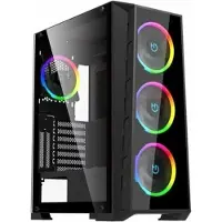 Hiditec Caja MH12 Glas E-ATX ARGB 4 Ventilatoren Gelaagd Glas USB-C Zwart