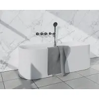 FortiFura Nebbio Badcombinatie-set - thermostaatkraan - wandaansluitbocht met handdouchehouder - metalen doucheslang - ronde handdouche - uitloop - gunmetal (antraciet)