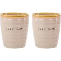 Zusss Set Van 2 Koffiemokken Happy Home - Keramieken Mokken - Creme - 210 Ml Keramiek Creme