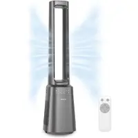 Auronic Torenventilator - Bladeless Model 2 in 1 - Luchtreiniger met HEPA-filter - Ventilator - 10 Standen - Afstandsbediening - 105 cm - Lichtgrijs