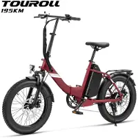Touroll S3 Pro Opvouwbare Fatbike | 20"x3.0" Banden | 1296Wh Verwisselbare Accu | 195 km Actieradius | 50 Nm Motor | Voorvorkvering | Shimano 7 Versnellingen | E-Bike, ROOD