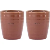 Zusss Set Van 2 Koffiemokken 'Enjoy' - Keramieken Mokken - Donkerrood - 210Ml Keramiek Dark Red