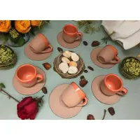 Halay Keramische espressoset, 6-delig - kopjes met schoteltjes - handgemaakt - vaatwasmachinebestendig