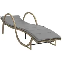vidaXL Ligstoelen 2 st met kussens poly rattan beige