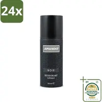 Amando - Noir - Deodorant - Spray - 150 ml - Voordeelverpakking - 24 stuks - Klassieke geur - Langdurige bescherming